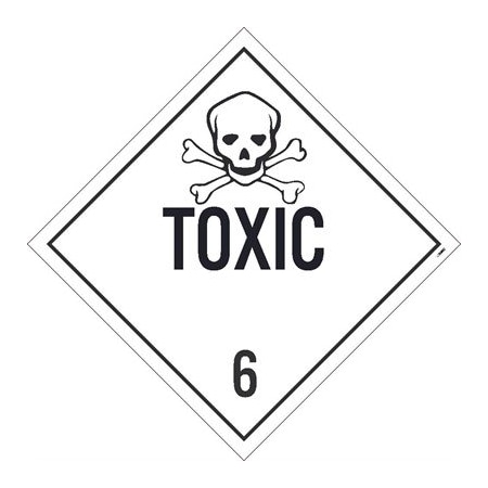 Toxic 6 Dot Placard Sign, Pk25, Material: Pressure Sensitive Removable Vinyl .0045